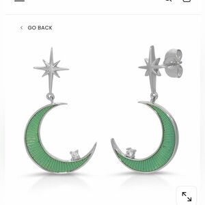 La Lune Earrings - Teal Green / Rhodium Silver
